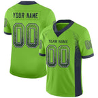 Custom Neon Green Navy-Gray Drift Fashion Football Jersey photo 1