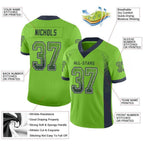 Custom Neon Green Navy-Gray Drift Fashion Football Jersey photo 2