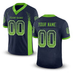 Custom Navy Neon Green-Gray Drift Fashion Football Jersey