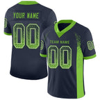 Custom Navy Neon Green-Gray Drift Fashion Football Jersey photo 1