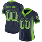 Custom Navy Neon Green-Gray Drift Fashion Football Jersey photo 2