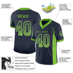 Custom Navy Neon Green-Gray Drift Fashion Football Jersey photo 3
