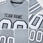 Custom Silver White-Black Mesh Authentic Football Jersey detail