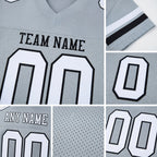 Custom Silver White-Black Mesh Authentic Football Jersey detail