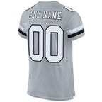 Custom Silver White-Black Mesh Authentic Football Jersey photo 2