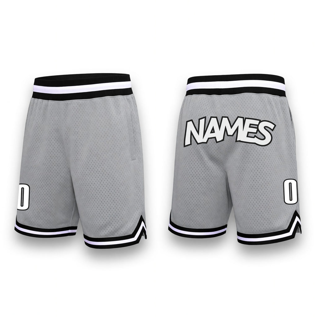 Custom Gray White-Black Authentic Throwback Basketball Shorts