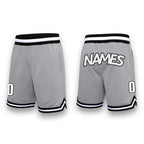 Custom Gray White-Black Authentic Throwback Basketball Shorts