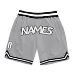 Custom Gray White-Black Authentic Throwback Basketball Shorts photo 1