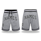 Custom Gray Black-White Authentic Throwback Basketball Shorts