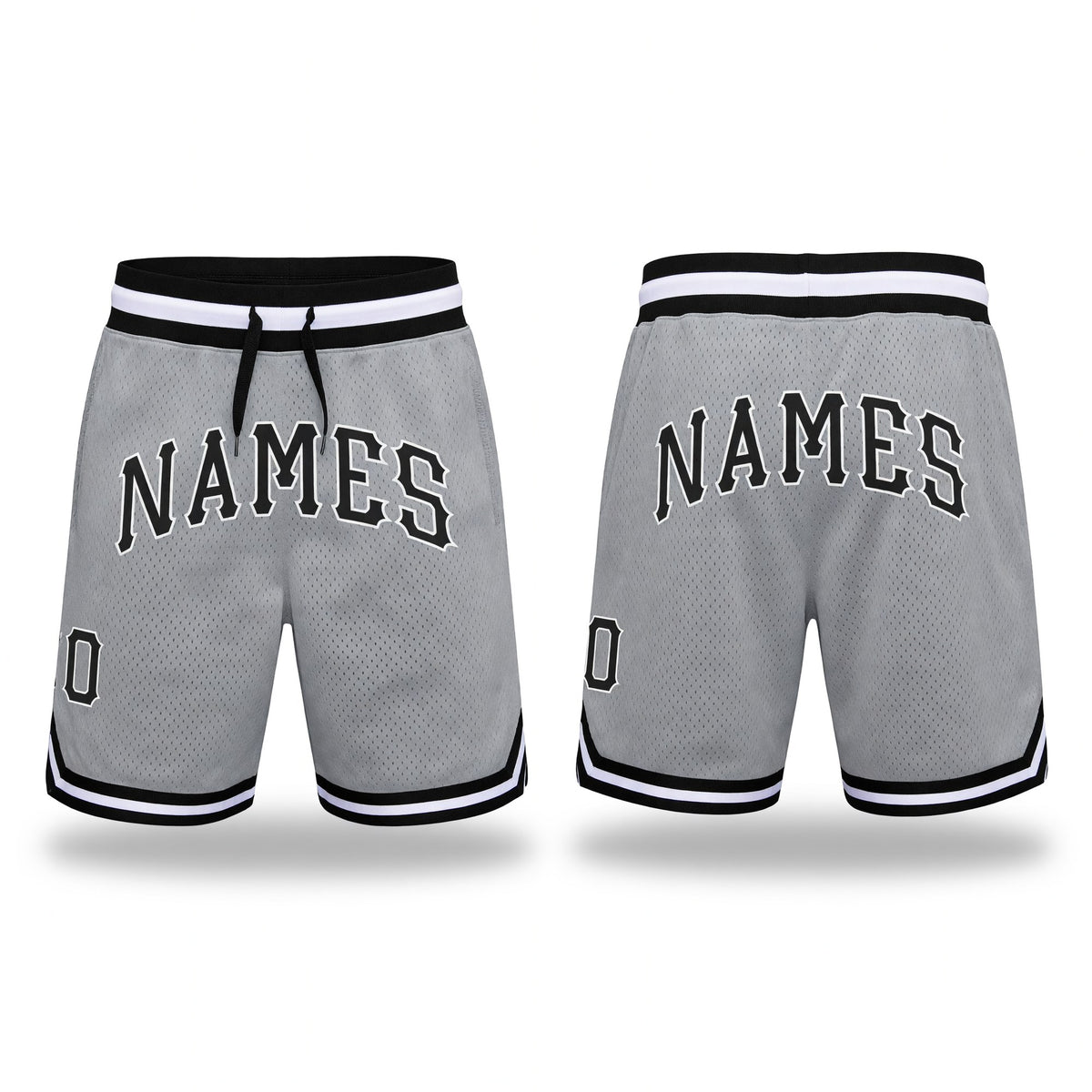 Custom Gray Black-White Authentic Throwback Basketball Shorts