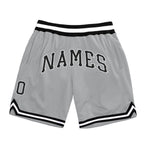 Custom Gray Black-White Authentic Throwback Basketball Shorts photo 1