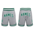 Custom Gray Kelly Green-White Authentic Throwback Basketball Shorts