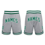 Custom Gray Kelly Green-White Authentic Throwback Basketball Shorts