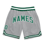 Custom Gray Kelly Green-White Authentic Throwback Basketball Shorts photo 1