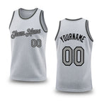 Custom Gray Steel Gray-Black Authentic Throwback Basketball Jersey