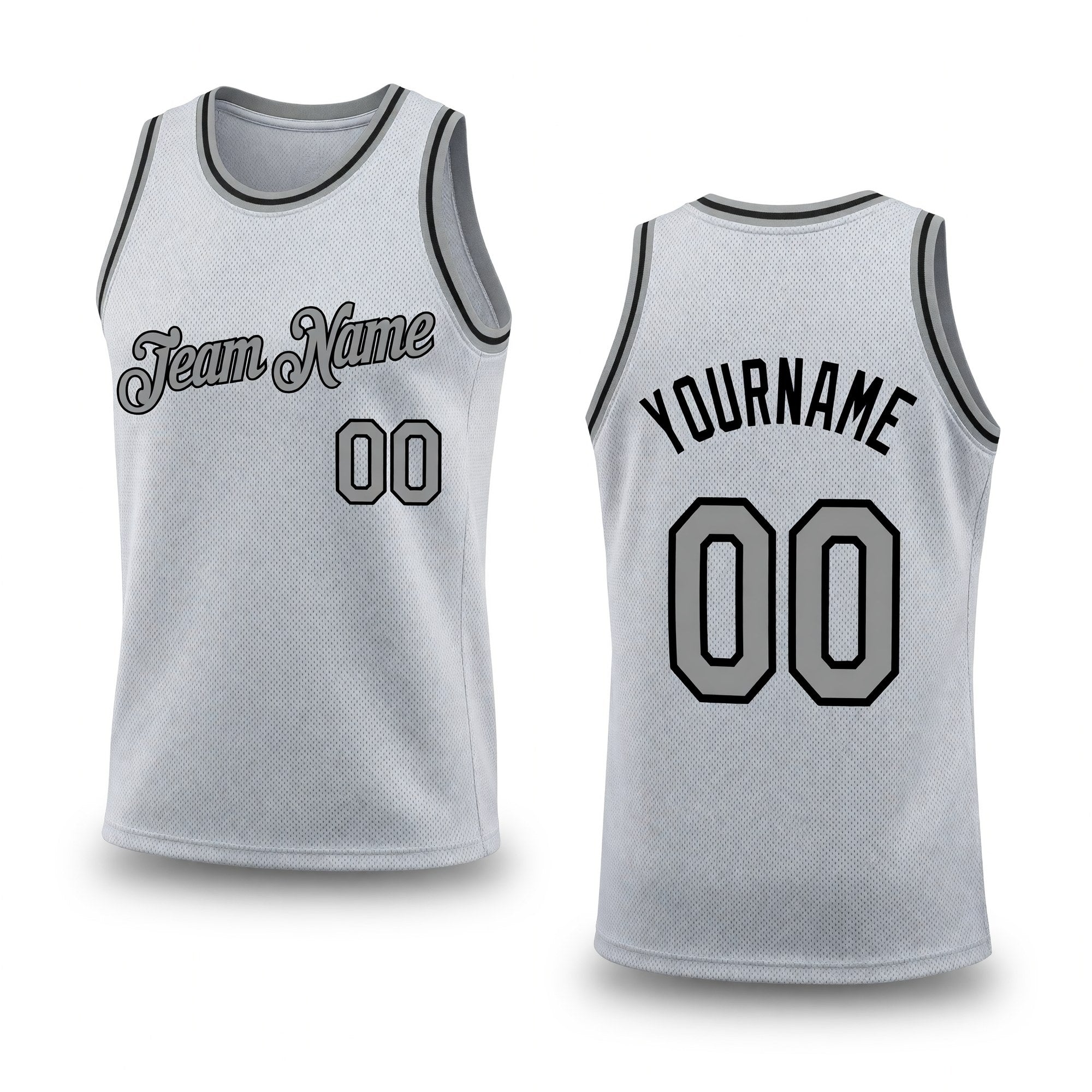 Custom Gray Steel Gray-Black Authentic Throwback Basketball Jersey