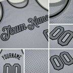 Custom Gray Steel Gray-Black Authentic Throwback Basketball Jersey detail