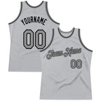 Custom Gray Steel Gray-Black Authentic Throwback Basketball Jersey photo 1