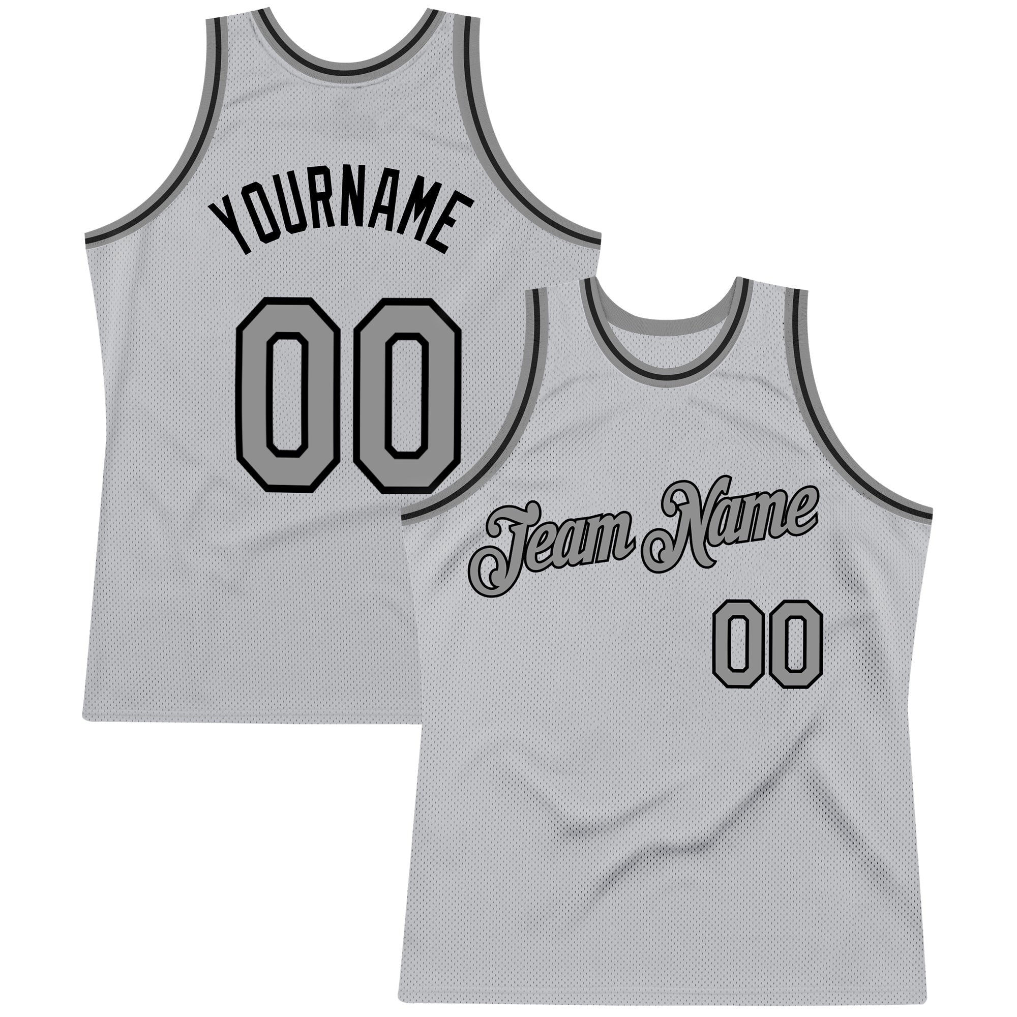 Custom Gray Steel Gray-Black Authentic Throwback Basketball Jersey photo 1