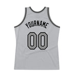 Custom Gray Steel Gray-Black Authentic Throwback Basketball Jersey photo 5