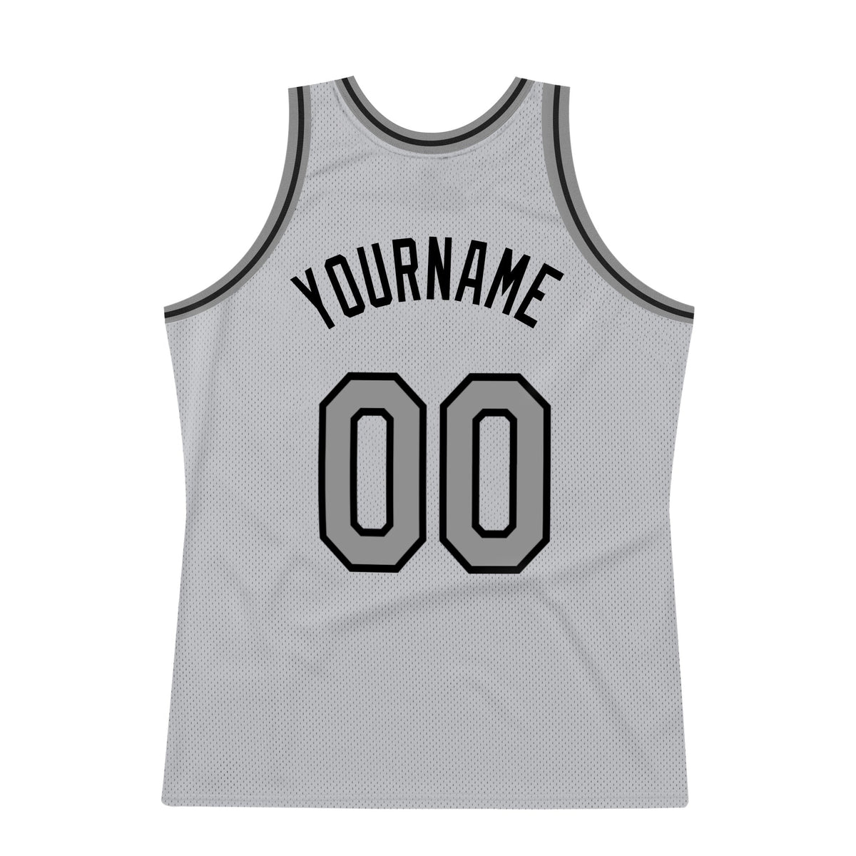 Custom Gray Steel Gray-Black Authentic Throwback Basketball Jersey photo 5