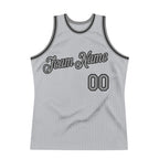 Custom Gray Steel Gray-Black Authentic Throwback Basketball Jersey photo 6