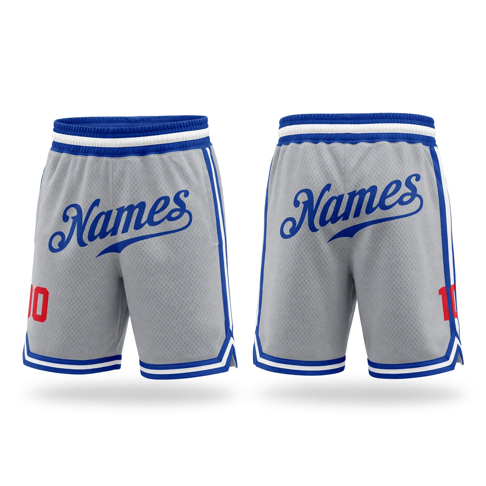Custom Gray Royal-Red Authentic Throwback Basketball Shorts