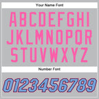 Custom Gray Black Pinstripe Light Blue-Pink Authentic Basketball Jersey photo 3