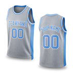 Custom Gray Light Blue-White Authentic Throwback Basketball Jersey