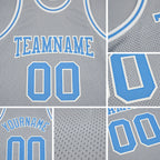Custom Gray Light Blue-White Authentic Throwback Basketball Jersey detail