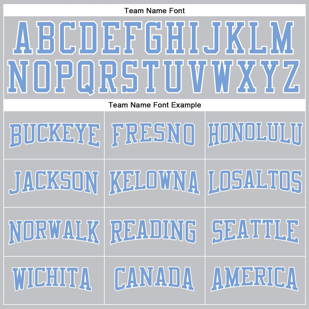 Custom Gray Light Blue-White Authentic Throwback Basketball Jersey photo 2