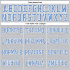 Custom Gray Light Blue-White Authentic Throwback Basketball Jersey photo 2