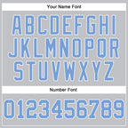 Custom Gray Light Blue-White Authentic Throwback Basketball Jersey photo 3