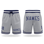 Custom Gray Navy-White Authentic Throwback Basketball Shorts