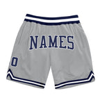 Custom Gray Navy-White Authentic Throwback Basketball Shorts photo 1