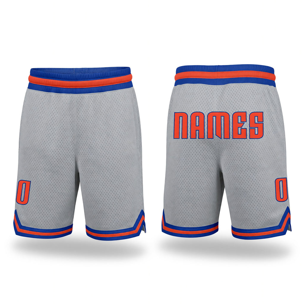 Custom Gray Orange-Royal Authentic Throwback Basketball Shorts