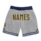 Custom Gray Navy-Gold Authentic Throwback Basketball Shorts photo 1