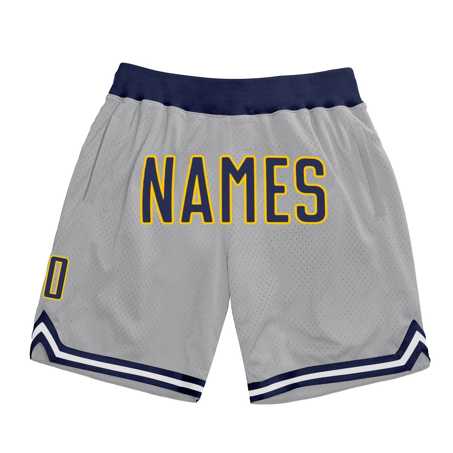 Custom Gray Navy-Gold Authentic Throwback Basketball Shorts photo 1