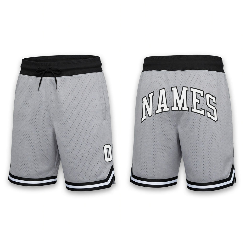 Custom Gray White-Black Authentic Throwback Basketball Shorts