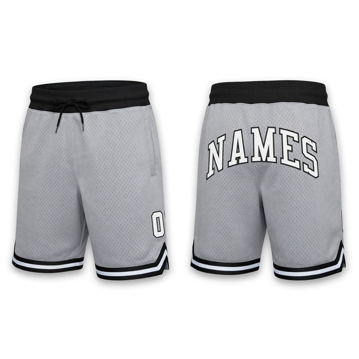 Custom Gray White-Black Authentic Throwback Basketball Shorts