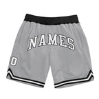 Custom Gray White-Black Authentic Throwback Basketball Shorts photo 1