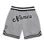 Custom Gray Black Pinstripe Black-White Authentic Basketball Shorts photo 1