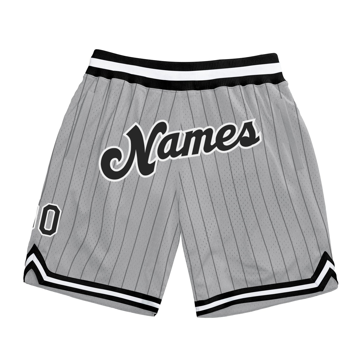 Custom Gray Black Pinstripe Black-White Authentic Basketball Shorts photo 1
