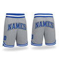 Custom Gray Black Pinstripe Royal-White Authentic Basketball Shorts