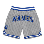 Custom Gray Black Pinstripe Royal-White Authentic Basketball Shorts photo 1