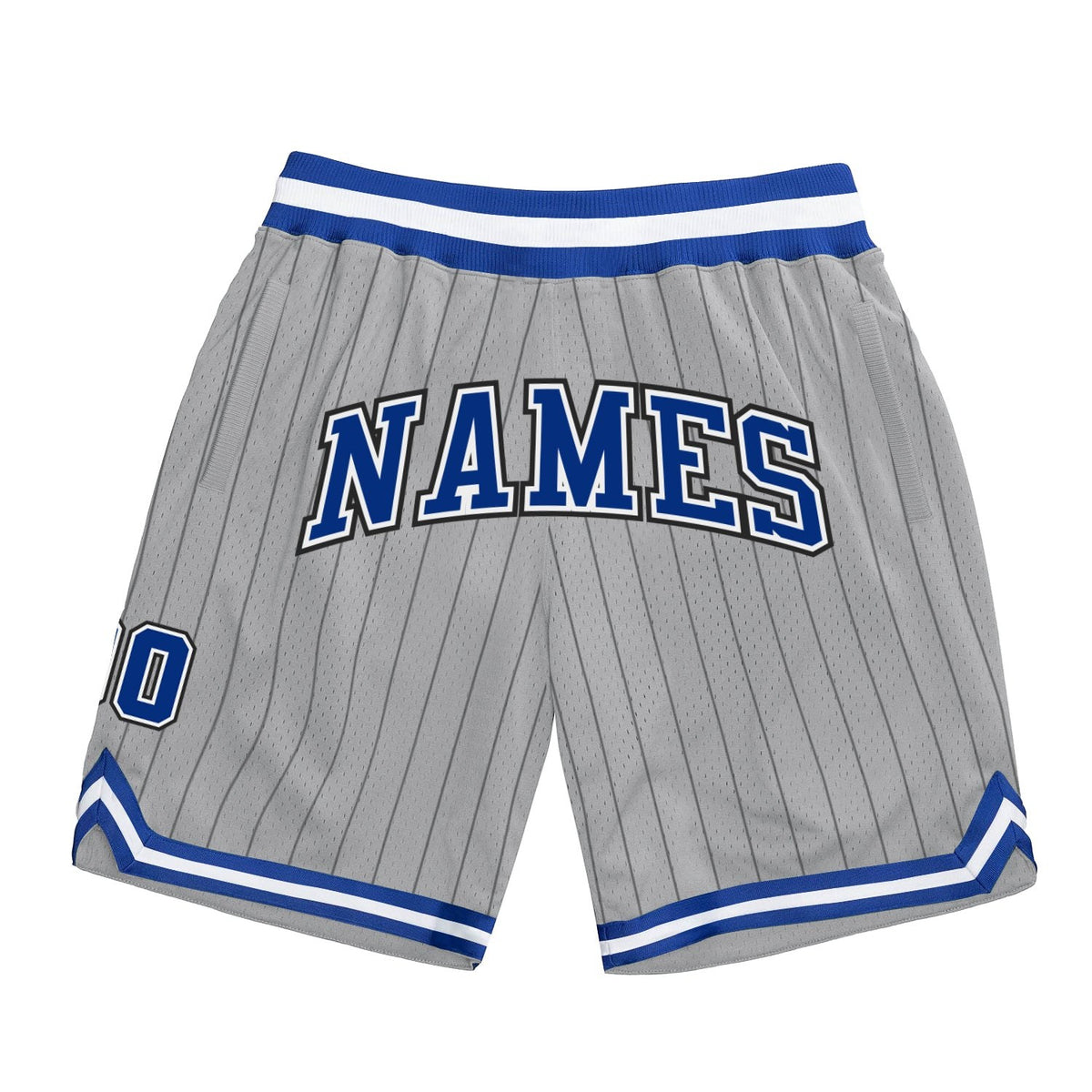 Custom Gray Black Pinstripe Royal-White Authentic Basketball Shorts photo 1