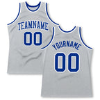 Custom Gray Royal-White Authentic Throwback Basketball Jersey