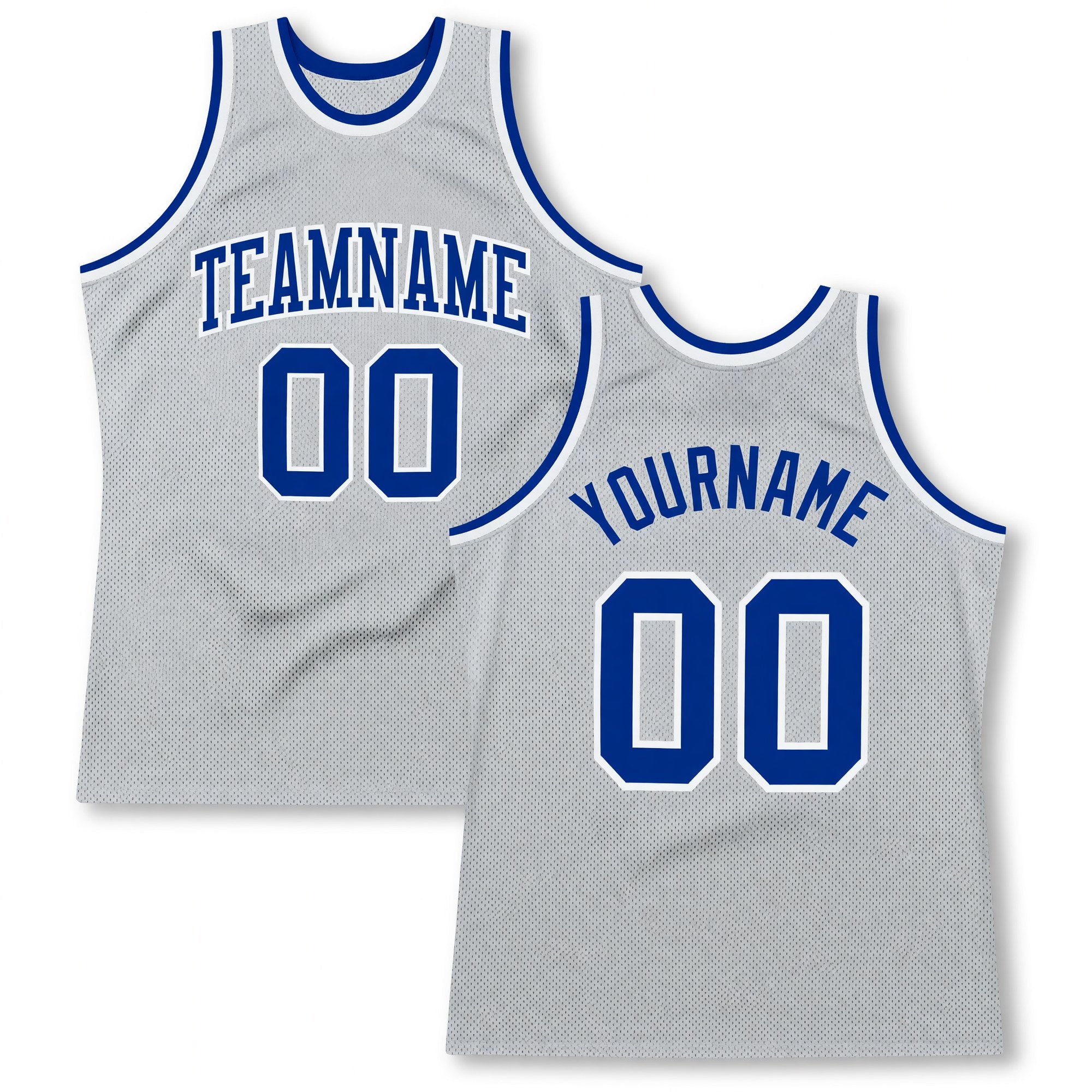 Custom Gray Royal-White Authentic Throwback Basketball Jersey