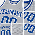 Custom Gray Royal-White Authentic Throwback Basketball Jersey detail