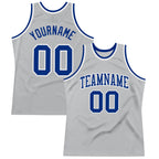Custom Gray Royal-White Authentic Throwback Basketball Jersey photo 1